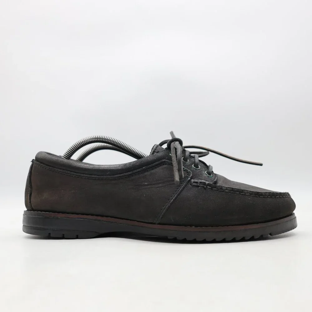 GH Bass Black Nubuck Men's US Size 10.5 M Leather Boat Loafer Shoes